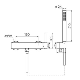 Смеситель для душа Knotlor SS-22/BL, черный